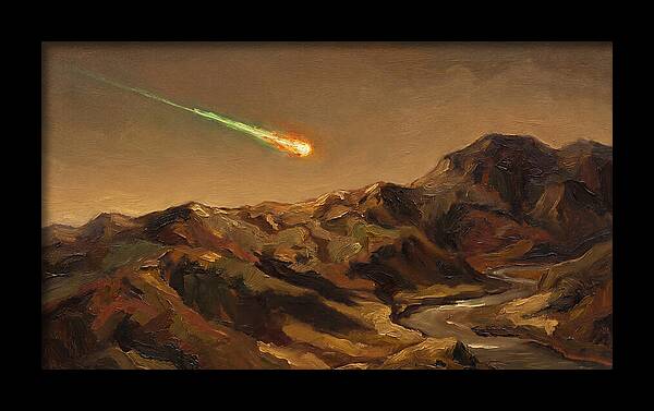 Meteor Fireball Over Majestic Mountains