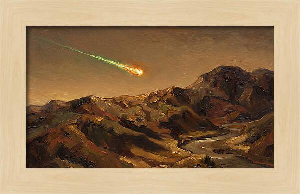 Meteor Fireball Over Majestic Mountains