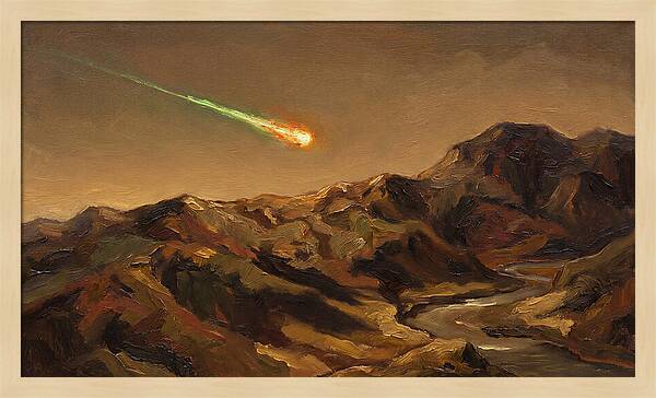 Meteor Fireball Over Majestic Mountains