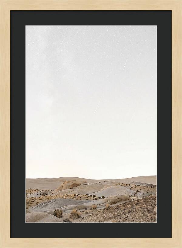 Meteor Shower Over Desert Landscape