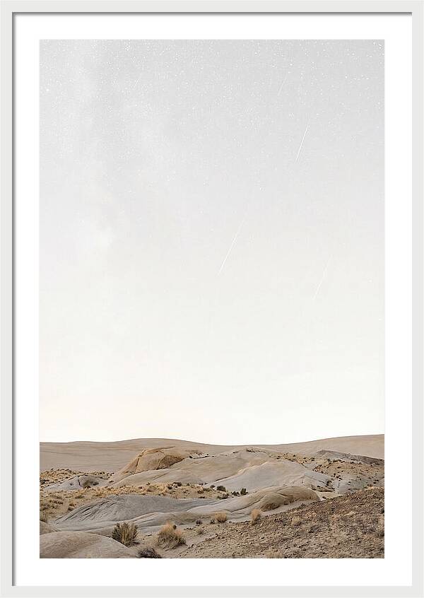 Meteor Shower Over Desert Landscape