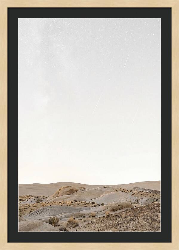Meteor Shower Over Desert Landscape