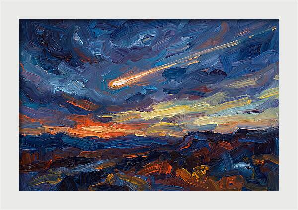 Meteor Shower Over Landscape