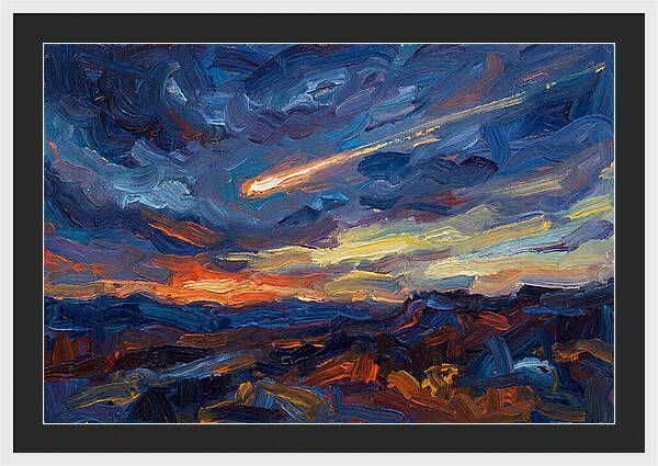 Meteor Shower Over Landscape