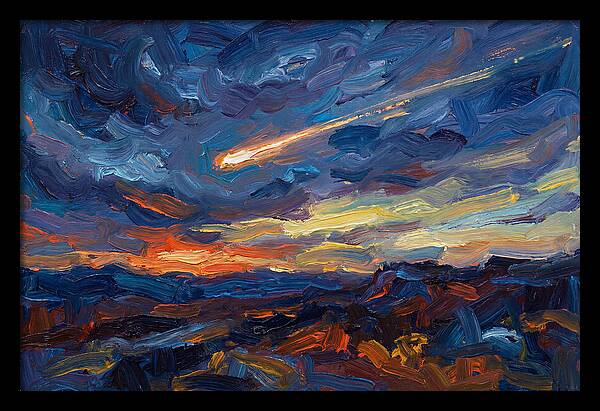 Meteor Shower Over Landscape