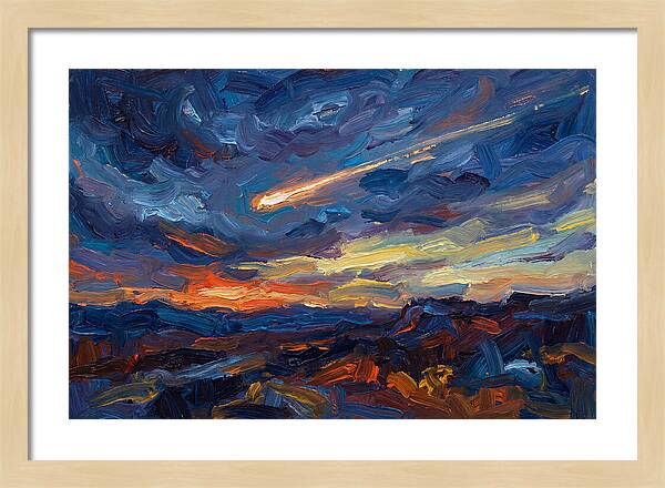 Meteor Shower Over Landscape
