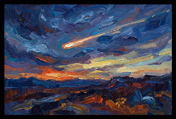 Meteor Shower Over Landscape