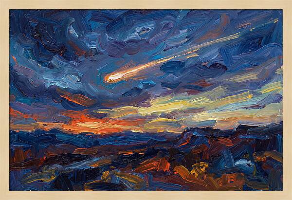 Meteor Shower Over Landscape