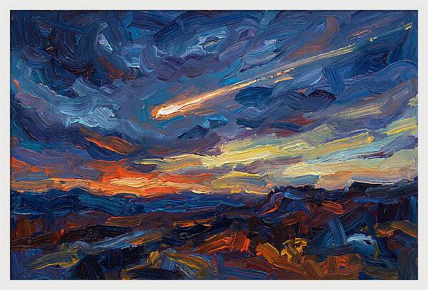 Meteor Shower Over Landscape