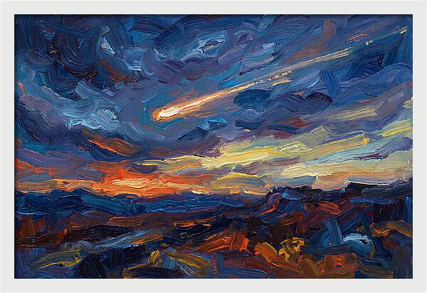 Meteor Shower Over Landscape