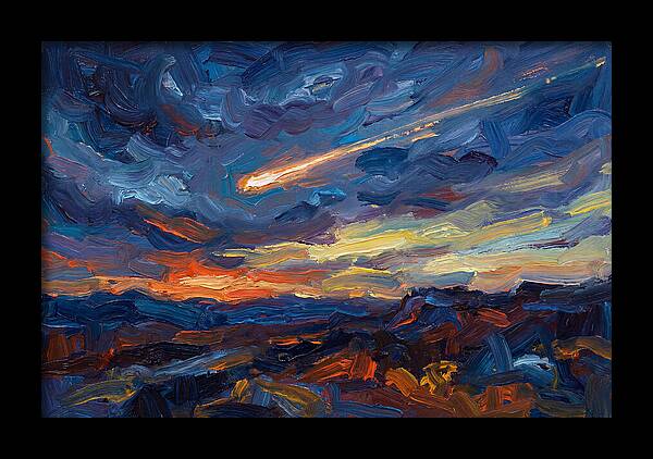 Meteor Shower Over Landscape