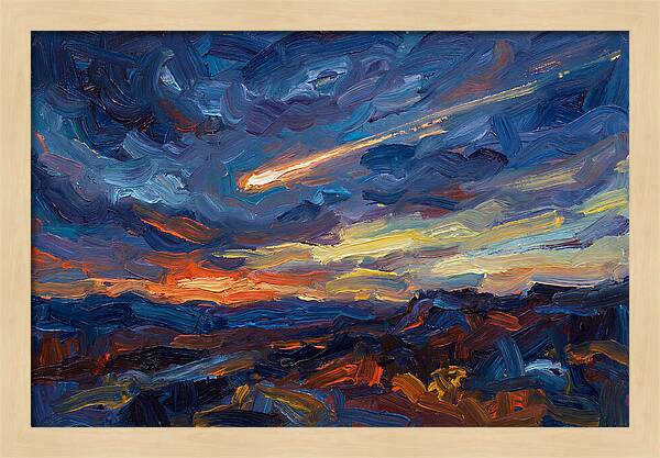Meteor Shower Over Landscape