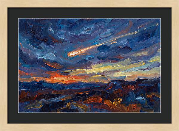 Meteor Shower Over Landscape