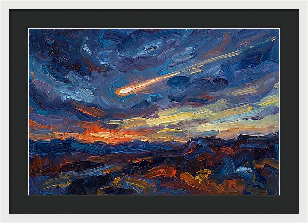 Meteor Shower Over Landscape