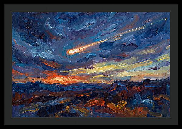 Meteor Shower Over Landscape