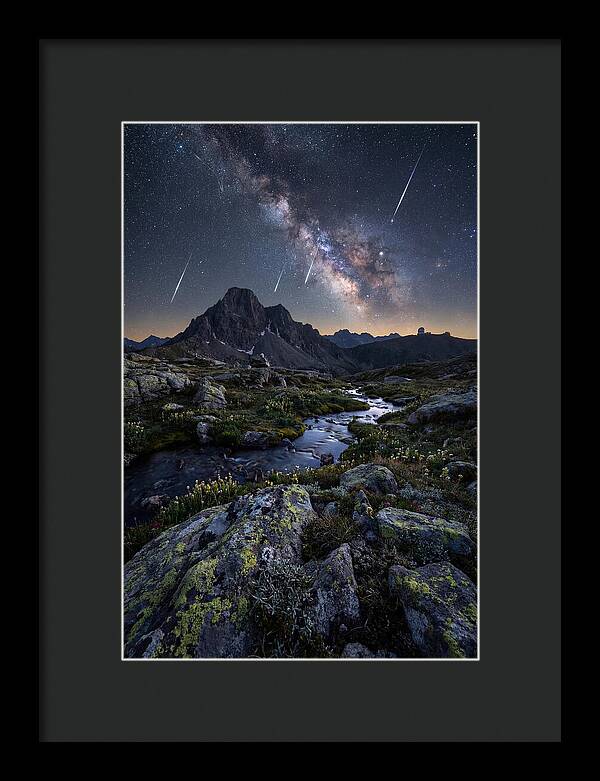 Meteor Shower Over Majestic Mountains