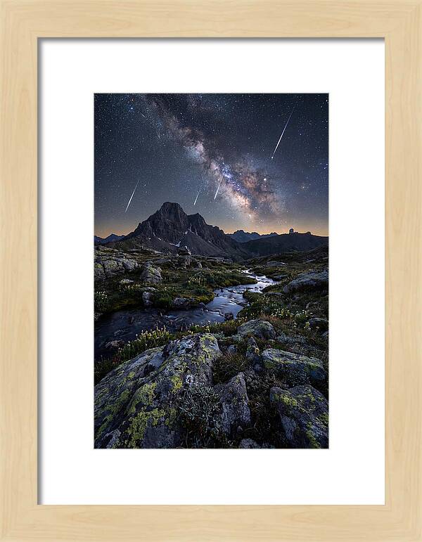 Meteor Shower Over Majestic Mountains