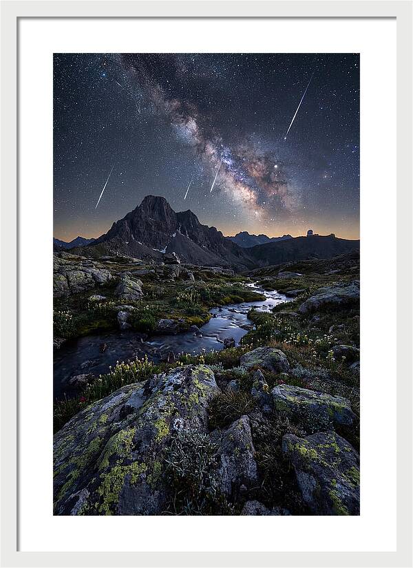 Meteor Shower Over Majestic Mountains