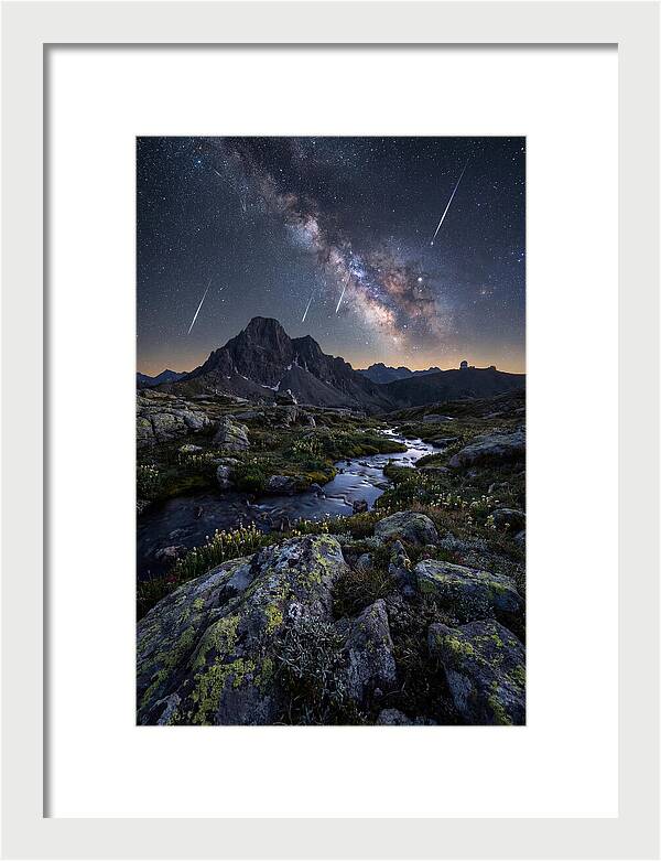 Meteor Shower Over Majestic Mountains