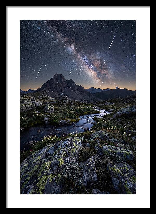 Meteor Shower Over Majestic Mountains