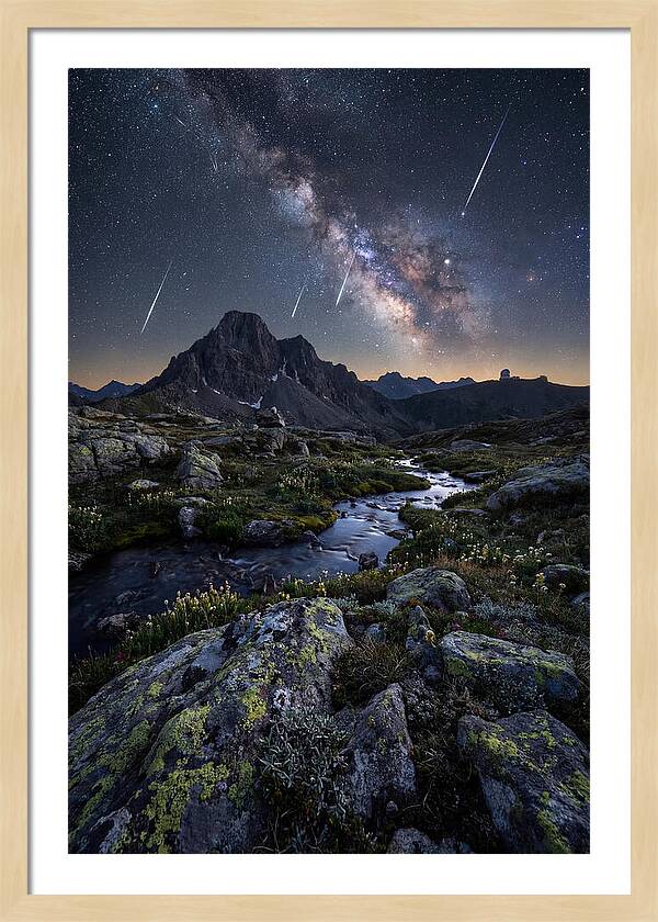 Meteor Shower Over Majestic Mountains
