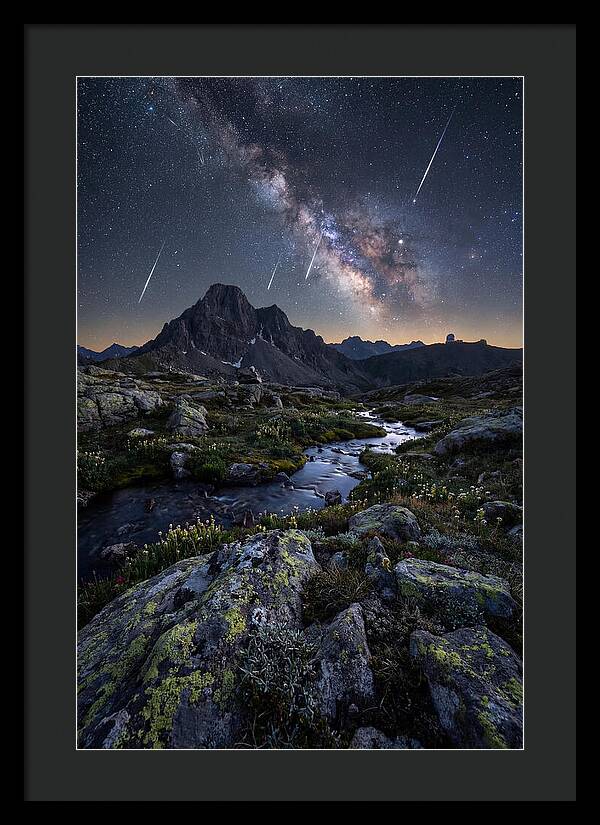 Meteor Shower Over Majestic Mountains