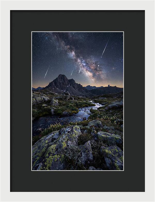 Meteor Shower Over Majestic Mountains
