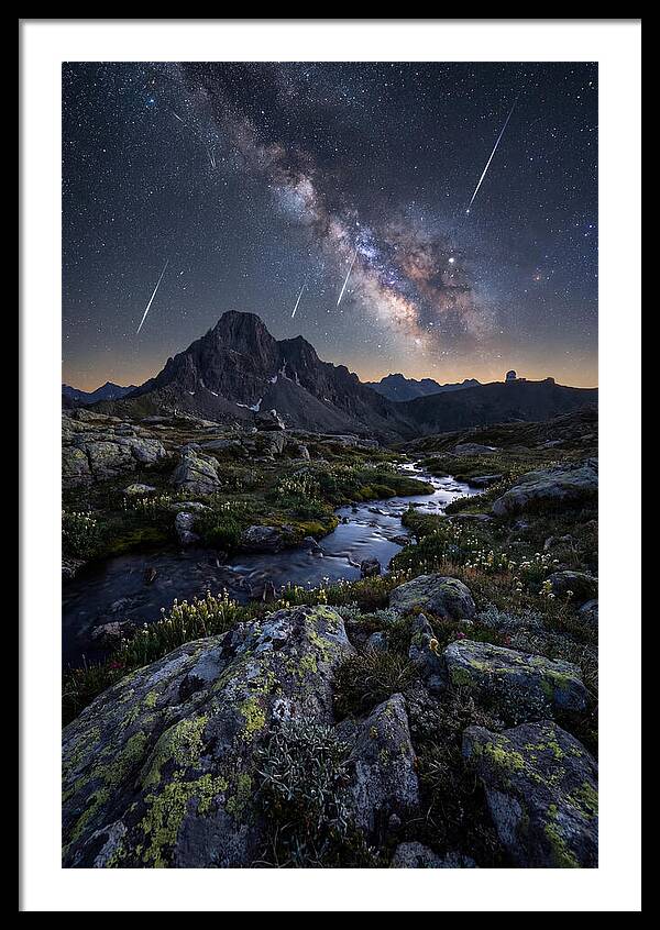 Meteor Shower Over Majestic Mountains