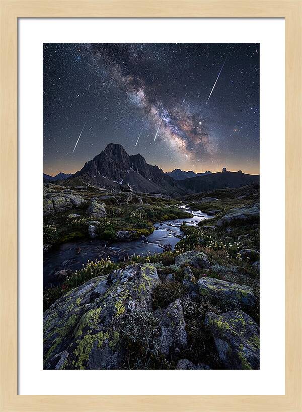 Meteor Shower Over Majestic Mountains
