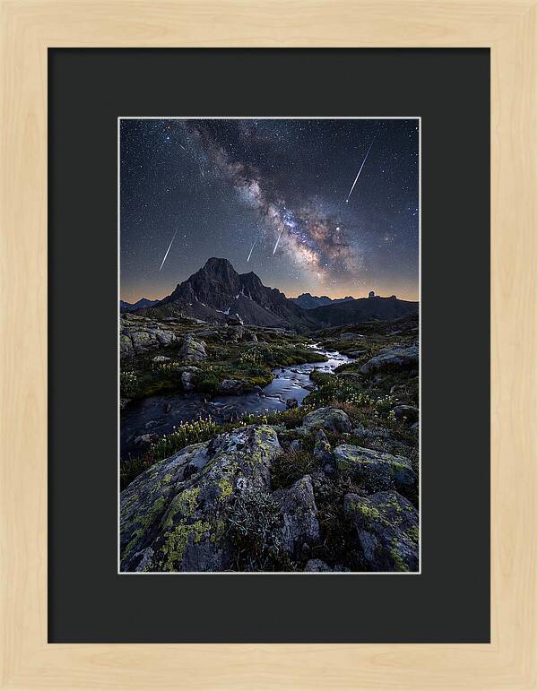 Meteor Shower Over Majestic Mountains