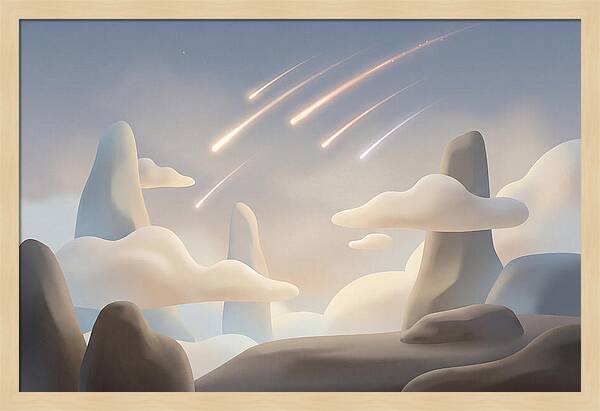 Meteor Shower Over Serene Peaks