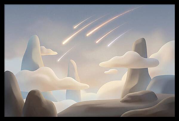 Meteor Shower Over Serene Peaks