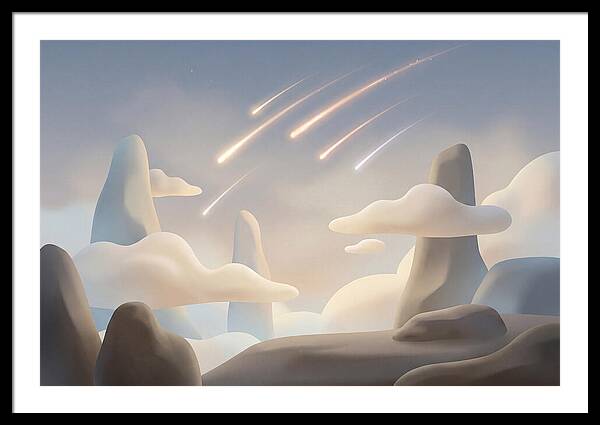 Meteor Shower Over Serene Peaks