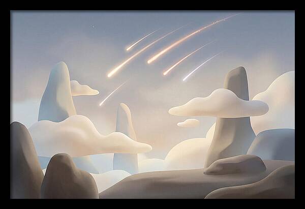 Meteor Shower Over Serene Peaks