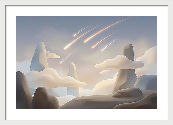 Meteor Shower Over Serene Peaks