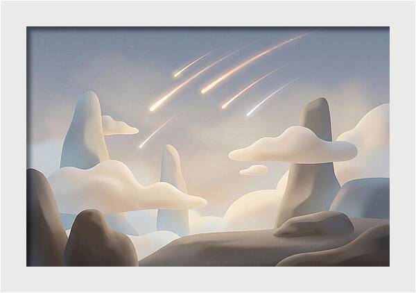 Meteor Shower Over Serene Peaks