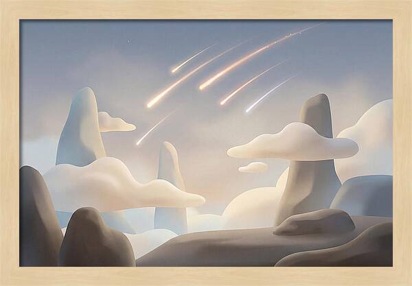Meteor Shower Over Serene Peaks