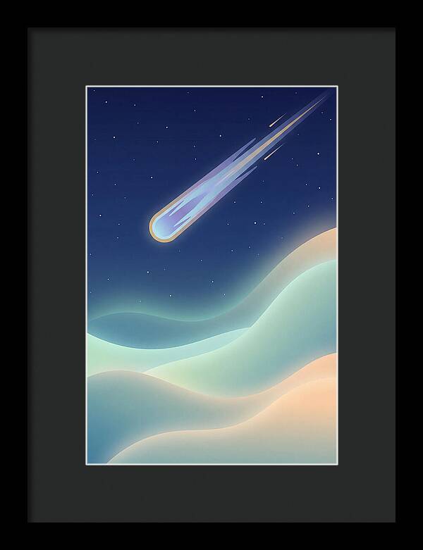 Meteor Streaking Across Starry Night Sky