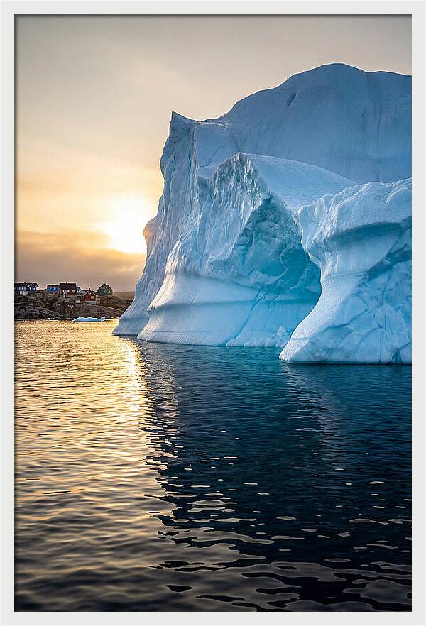 Midnight Sun Over Iceberg