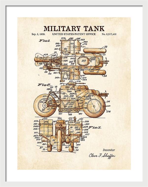 Military Tank Watercolor Patent Us2317412