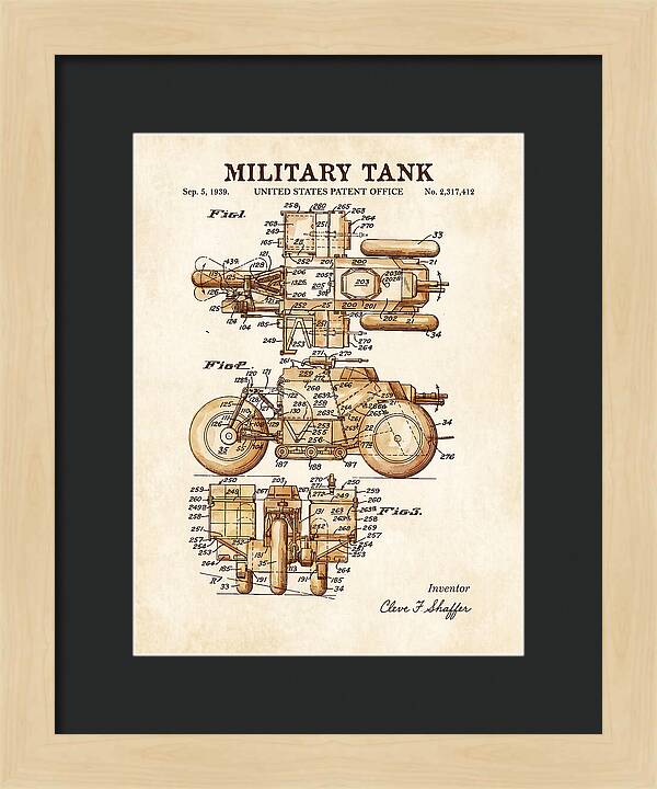 Military Tank Watercolor Patent Us2317412