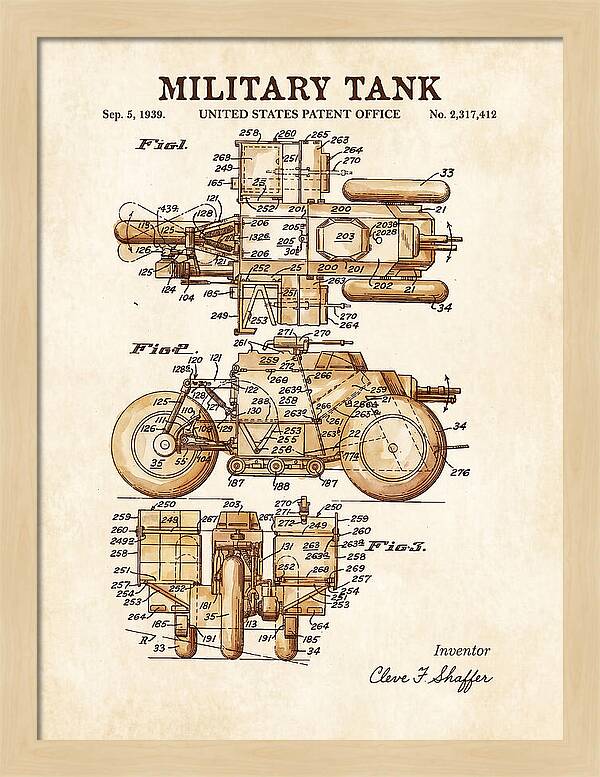 Military Tank Watercolor Patent Us2317412