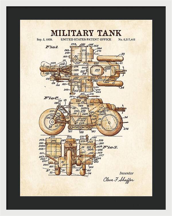 Military Tank Watercolor Patent Us2317412