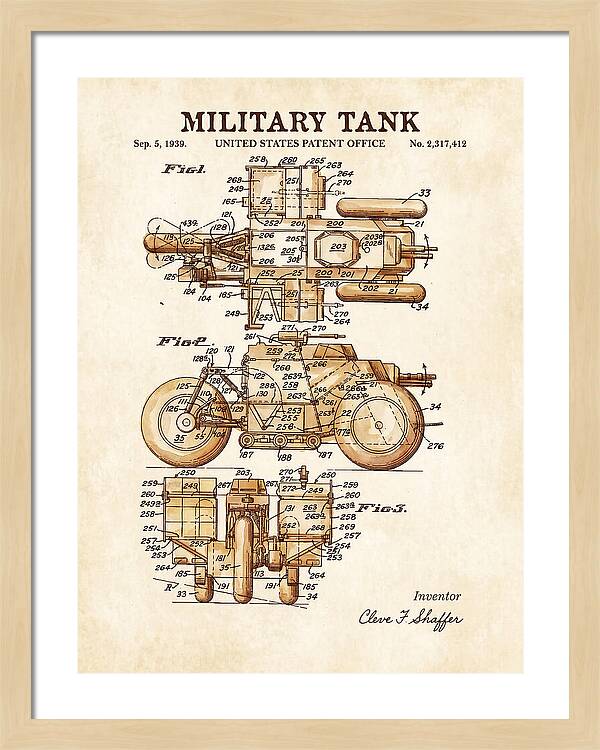 Military Tank Watercolor Patent Us2317412