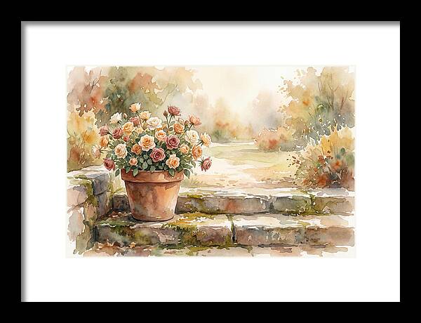 Miniature Roses In Terracotta Pot