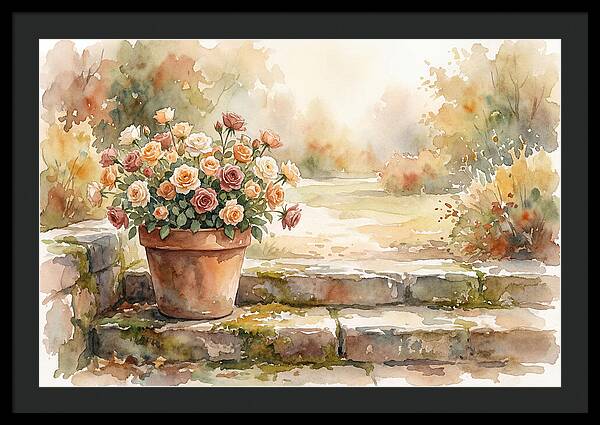 Miniature Roses In Terracotta Pot