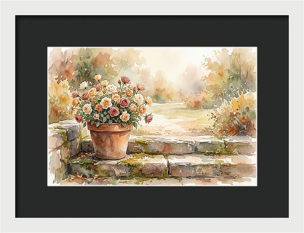 Miniature Roses In Terracotta Pot
