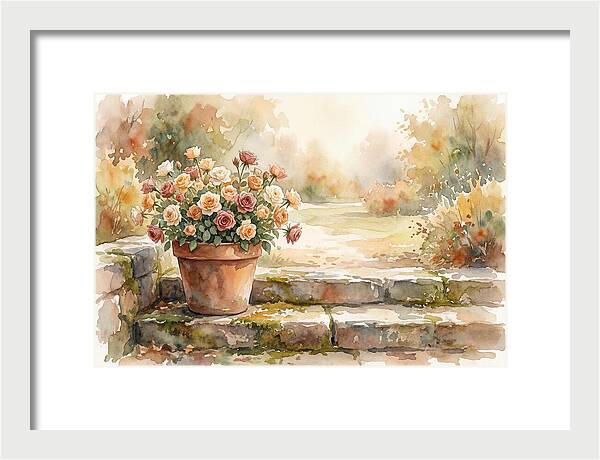 Miniature Roses In Terracotta Pot