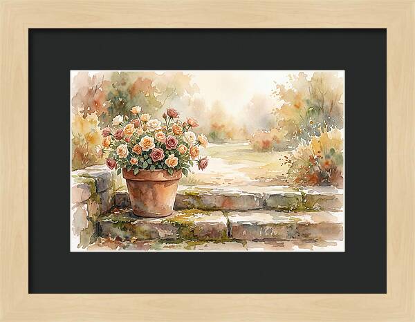 Miniature Roses In Terracotta Pot