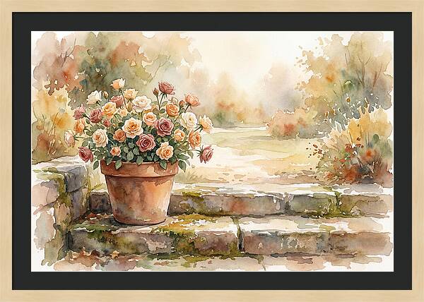 Miniature Roses In Terracotta Pot